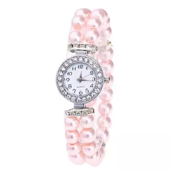 Новые повседневные часы с перламутровыми стразами, модные часы с ремешком на запястье, кварцевые женские белый