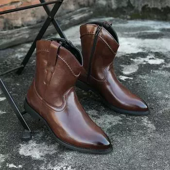 Новые повседневные европейские мужские ботинки, ретро-ботинки с острым носком и высоким голенищем, короткие ботинки в стиле вестерн, мужские армейские ботинки, женские ковбойские сапоги 38