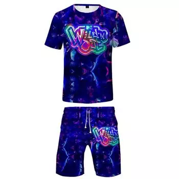 Новые повседневные комплекты для любителей музыки с принтом Wildnout, топы с графическим рисунком, футболки с короткими рукавами, интернет-знаменитости, уличная одежда, пляжные штаны 4XL