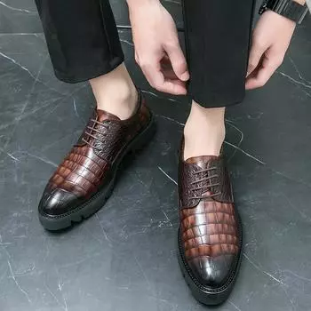 Новые повседневные кожаные туфли мужские британские туфли на платформе деловые туфли дерби костюм свадебные туфли жениха 38