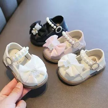 Новые повседневные красочные танцевальные туфли с бантом из бриллиантов для детей, обувь для выступлений 20 бежевый