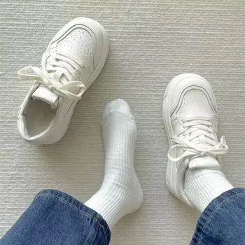 Новые повседневные кроссовки для бега на толстой подошве со шнуровкой и однотонным узором, декоративная модная женская обувь Chaussure Femme 35