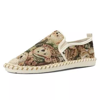 Новые повседневные кроссовки для мужчин, дышащая обувь для рыбалки, мужские эспадрильи, парусиновые мокасины, летние туфли без застежек, прогулочные мокасины для мужчин 39 бежевый