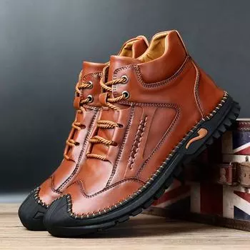 Новые повседневные кроссовки ручной работы из кожи для пеших прогулок, мужские дизайнерские высокие кроссовки, удобные, горячая распродажа, дизайнерские кроссовки на плоской подошве для вождения 38 чёрный