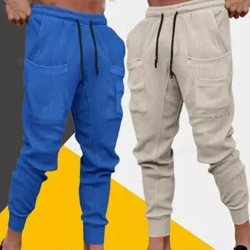 Новые повседневные мужские эластичные облегающие брюки весна-осень модные однотонные брюки со шнурком для мужчин повседневные спортивные брюки S белый