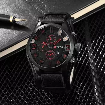 Новые повседневные мужские часы, лучшие роскошные мужские часы, наручные часы, спортивные кварцевые, кожаные, военные 1