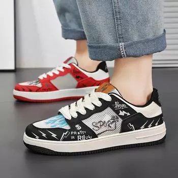 Новые повседневные мужские и женские легкие многофункциональные сетчатые спортивные туфли, модные дышащие нескользящие туфли на шнуровке 35 красный черный