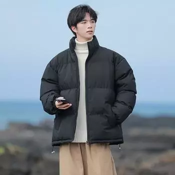 Новые повседневные мужские куртки с хлопковой подкладкой, утепленные куртки с хлопковой подкладкой, куртки с воротником-стойкой, утепленные куртки M чёрный