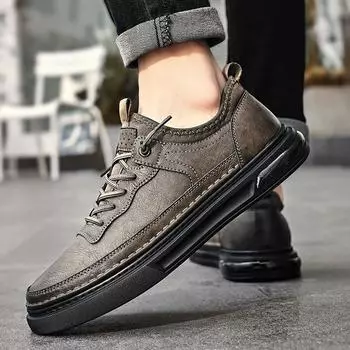 Новые повседневные мужские туфли для отдыха на открытом воздухе, высококачественные мужские туфли на шнуровке, удобные и модные мужские туфли для вечеринок, офиса, прогулок 38 чёрный