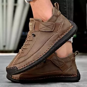 Новые повседневные мужские туфли ручной работы из кожи, мягкие дизайнерские кроссовки, удобные кожаные туфли, мокасины, туфли Octopus, мужская обувь для активного отдыха 38 коричневый
