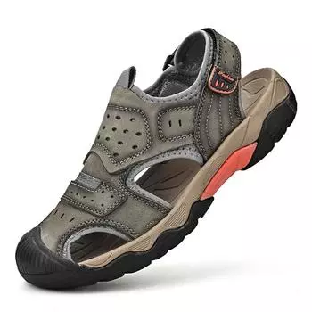 Новые повседневные сандалии из натуральной кожи, обувь для мужчин, уличные прогулочные тапочки, походная мужская обувь, дышащие летние сандалии 44