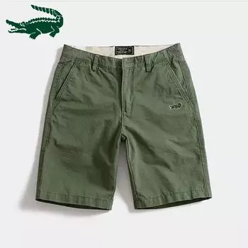 Новые повседневные шорты с вышивкой, мужские текстурированные приталенные брюки, брюки-двойки, мужская универсальная рабочая одежда прямого кроя, брюки-двойки S армия зеленый