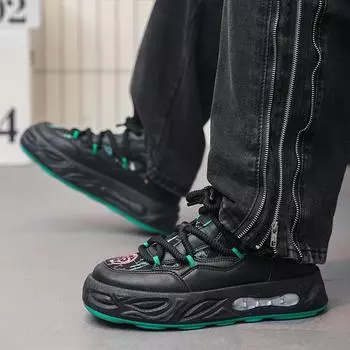 новые повседневные спортивные туфли средней высоты, дышащие, модные, мужские туфли, шнуровка, толстая подошва, увеличенная воздушная подушка, папины туфли 39