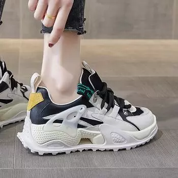 Новые повседневные туфли Daddy, модные кроссовки на толстой подошве, женские осенние универсальные спортивные туфли на платформе со шнуровкой, женские, Zapatos De Mujer 35