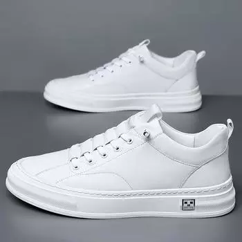 Новые повседневные туфли из натуральной кожи, мужские белые кроссовки, модные дизайнерские универсальные туфли на все времена года в стиле ретро с низким верхом для мужчин, прогулочные мокасины 38