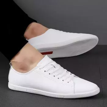 Новые повседневные туфли из натуральной кожи для мужчин, универсальные мокасины для ходьбы на открытом воздухе, легкие мужские туфли для скейтбординга, мужские кроссовки на плоской подошве со шнуровкой 38 чёрный