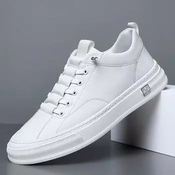 Новые повседневные туфли из натуральной кожи, мужские белые кроссовки, модные дизайнерские универсальные туфли на все времена года в стиле ретро с низким верхом для мужчин, прогулочные мокасины 38 чёрный