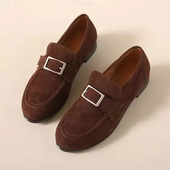 Новые повседневные туфли с круглым носком для женщин в британском стиле в стиле ретро из мягкой кожи, повседневные простые туфли на плоской подошве с пряжкой Zapatos De Mujer 35