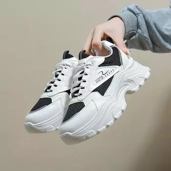 Новые повседневные туфли Весенние спортивные туфли на платформе для женщин, студентов, женская модная обувь Туфли-лодочки Универсальная мода 35 чёрный