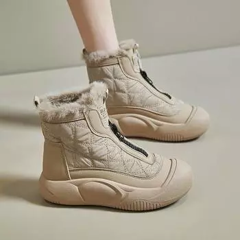 Новые повседневные удобные женские ботинки зимние теплые плюшевые 2024 горячая распродажа износостойкие нескользящие женские зимние ботинки Botines Mujer 35 бежевый