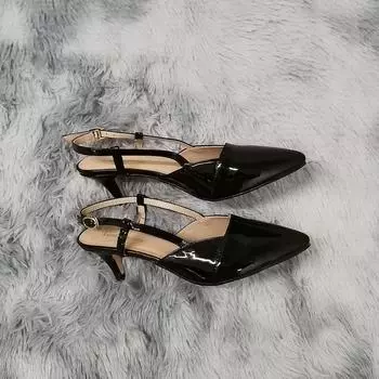 Новые повседневные универсальные сандалии, пикантные повседневные туфли на низкой высоте 5 см, туфли-лодочки с острым носком на высоком каблуке сзади, пустые туфли-лодочки с пряжкой, красные свадебные туфли 35 красный