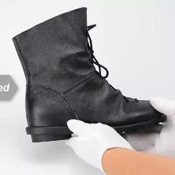 Новые повседневные женские ботильоны из натуральной кожи, мягкая нескользящая женская обувь в стиле ретро на низком каблуке 35 серый