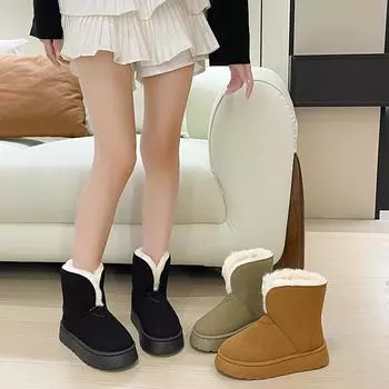 Новые повседневные женские туфли, модные зимние ботинки, универсальные, высококачественные, теплые, с толстой подошвой, с мехом, интегрированные в бархат, зимние ботинки 36