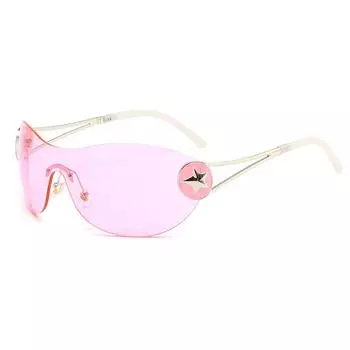 Новые пятизвездочные солнцезащитные очки в стиле панк без оправы Y2k, роскошные дизайнерские цельные очки UV400, женские очки для вождения и велоспорта