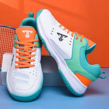 Новые профессиональные кроссовки для бадминтона, большой размер 36-46, нескользящие теннисные кроссовки, легкая обувь для бадминтона, мужские кроссовки для волейбола 36 серый/синий