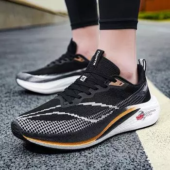 Новые профессиональные кроссовки для бега Мужская обувь для гонок Дышащая амортизирующая карбоновая пластина Сверхлегкая студенческая спортивная обувь 43