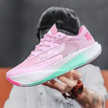 Новые профессиональные кроссовки для марафонских карбоновых досок для студентов и подростков, амортизирующие сверхлегкие спортивные и гоночные кроссовки 36 вишневый розовый