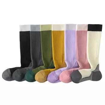 Новые профессиональные спортивные компрессионные носки длиной до икры с цветными блоками для женщин, спортивные носки со скакалкой для бега на открытом воздухе и фитнеса