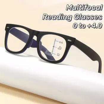 Новые прогрессивные мультифокальные очки для чтения, очки для дальнего и ближнего зрения двойного назначения для пресбиопии, очки высокой четкости с защитой от синего света 0(No Multifocal) чёрный