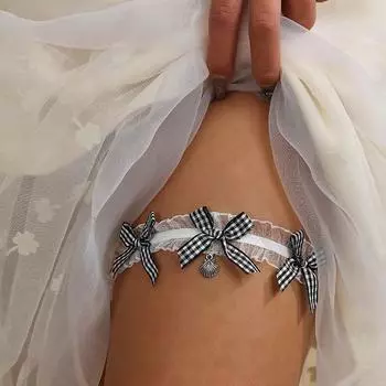 Новые простые эластичные кружевные банты для ног женские модные милые носки для девочек JK с цепочкой на бедро