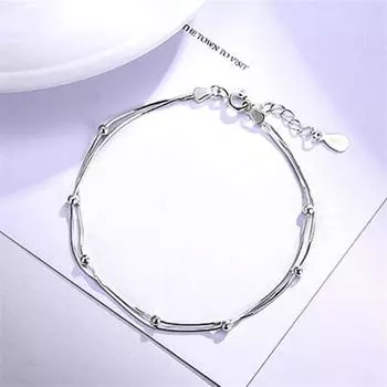 Новые простые бусины, двухслойные мини-бусины для переноса, ювелирные изделия из стерлингового серебра 925 пробы, браслеты-цепочки из змеиной кости Sb176