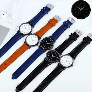 Новые простые часы с кожаным ремешком, модные повседневные женские часы с круглым циферблатом, наручные часы для женщин, женские часы с кожаной полоской и светящимся ремешком, новые кварцевые наручные часы