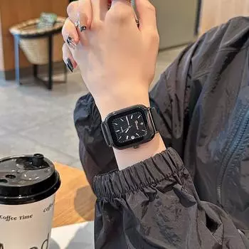 Новые простые и модные студенческие квадратные кварцевые часы с календарем и силиконовым ремешком для путешествий, темпераментные часы