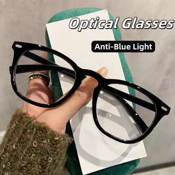 Новые простые квадратные большие оптические очки с защитой глаз от синего света, ультралегкие стильные женские очки унисекс 0 чёрный