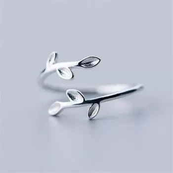 Новые простые листочки корейский стиль мода 925 стерлингового серебра ювелирные изделия темперамент сладкие ветви личности открывающиеся кольца R121 разноцветный