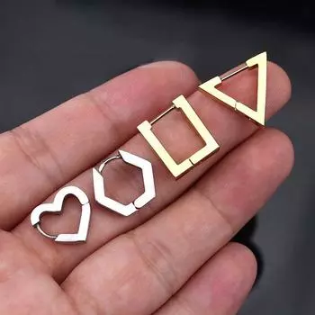 Новые простые маленькие серьги-кольца из нержавеющей стали для женщин и мужчин, ювелирные изделия для пирсинга ушей с геометрическим рисунком хряща