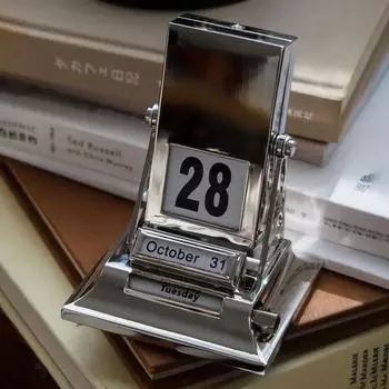 Новые простые настольные предметы интерьера вращающийся календарь металлический настольный календарь креативный вечный календарь украшения домашний декор серебряный