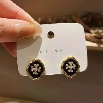 Новые Простые Нежные Серьги-гвоздики в виде снежинок для женщин, Игла из серебра 925 пробы, Пирсинг ушей, Украшения для тела, Повседневные украшения, Подарок для девушек чёрный