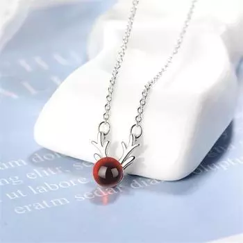 Новые простые оленьи красные гранатовые рога, стерлинговое серебро 925 пробы, ювелирные изделия, женские свежие кристаллы, цепочка на ключицу с животными, ожерелья Xzn018