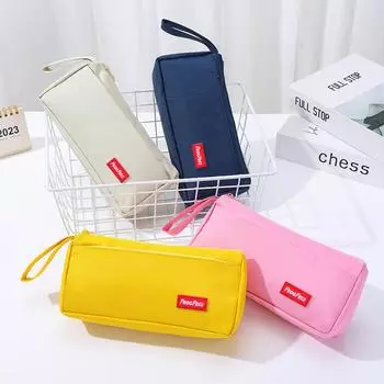 Новые простые ручные пеналы для учеников начальной школы, высококачественная оксфордская сумка для канцелярских принадлежностей большой емкости, двухслойная многоцветная дополнительная коробка для карандашей темно-синий