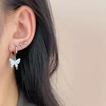 Новые простые серьги-бабочки в форме звезд, набор из шести модных асимметричных сережек-лун как