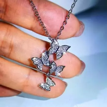 Новые простые стильные женские ожерелья с подвеской в виде бабочки и блестящее массивное ожерелье для вечеринки, универсальное женское ювелирное изделие, подарок 45cm