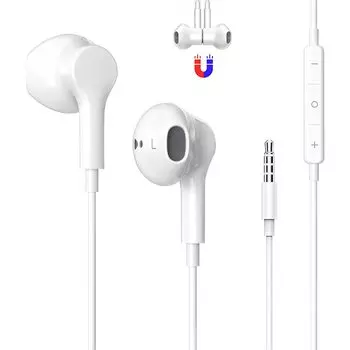 Новые проводные наушники с магнитным креплением Iyahon Stereo Remote Control Noise Volume Call Совместимость с несколькими моделями [Выпуск 2024] Наушники,