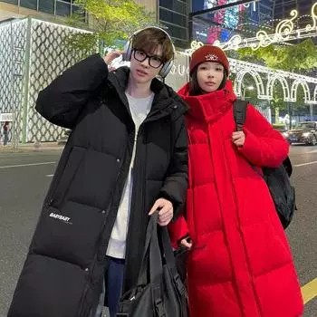 Новые пуховики для пар, облегающая верхняя одежда зимой, средние и длинные теплые и утепленные куртки, новые пуховики для пар M