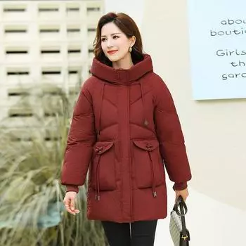 Новые пуховые женские средние и длинные средние и длинные одежды свободные зимние утолщенные куртки XL чёрный