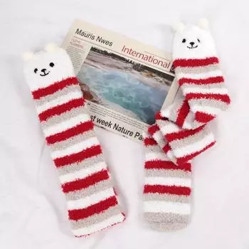 Новые японские гольфы с изображением животных в стиле Лолиты, полосатые милые компрессионные носки на осень-зиму, теплые, удобные длинные носки до бедра One Size
